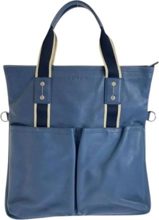 Coach Pre-owned Tote Bags, male, Blue, Size: ONE SIZE Pre-owned 70558 Leather Tote Bag