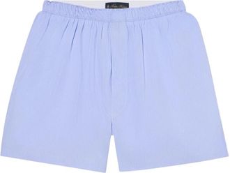 Brooks Brothers Micro Gestreept Katoenen Boxershort - Heren - Onderbroek - Blauw - S - Katoen - Ondergoed