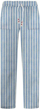 MC2 Saint Barth Linnen Lange Broek met Koordsluiting - Heren - Straight fit broeken - Blauw - L - Linnen - Broeken