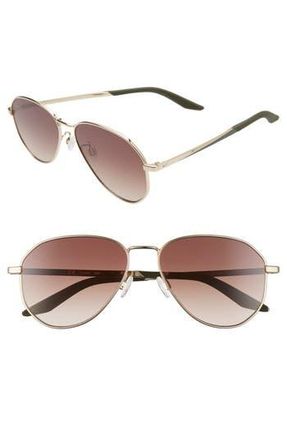 Nike Ascendant 57mm Tinted Aviator Sunglasses in Gold /Cargo Khaki/Brown Grad at Nordstrom Rack