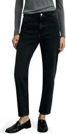 Mango Mom2000 High Waist Straight Leg Jeans in Black Denim at Nordstrom Rack
