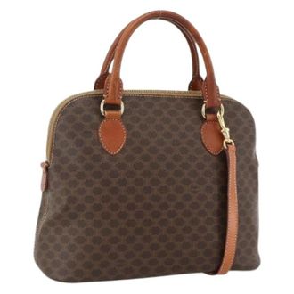Celine Pre-owned Vintage Macadam Canvas Hand Bag - Dames - Vintage Handtas - Bruin - ONE Size - Leer - Vintage
