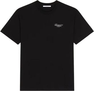 Givenchy Tops, Heren, Zwart, XL, Katoen, Katoenen T-Shirt met Logo Stempelprint