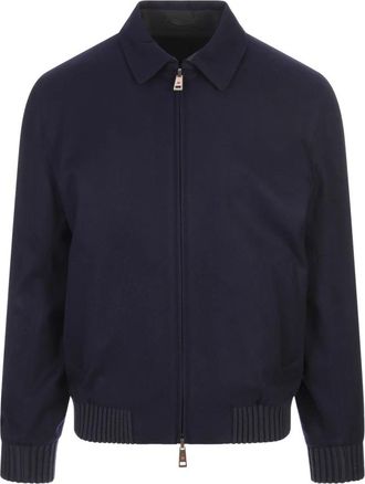 Kired Blauwe Wollen Blend Elastaan Trui - Heren - Zomerjassen - Blauw - L - Wol - Jassen