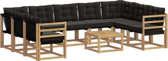vidaXL Conjunto De Sof&aacute;s De Exterior 10 Uds. Blanco Y Negro Vidaxl