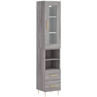 vidaXL Aparador Alto Madera Contrachapada Gris Sonoma 34,5x34x180 Cm Vidaxl