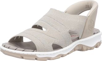 Rieker Sandale RIEKER, Damen, Gr. 41, beige (hellbeige), Lederimitat, Textil, unifarben, Schuhe Sandale, Trekkingsandale, Outdoorsandale, Sommerschuh mit Ela