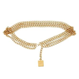 Chanel Pre-owned Belts, female, Yellow, Size: ONE SIZE Pre-owned Chain Belt with Perfume Bottle Pendant