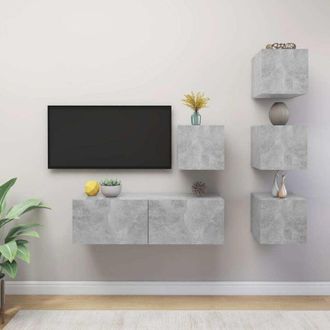 vidaXL 5 Piece TV Cabinet Set Concrete Grey Engineered Wood vidaXL