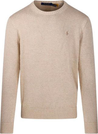 Ralph Lauren Collection Trui met geborduurd logo en ronde hals - Beige
