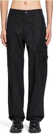 Stone Island Straight Trousers, male, Black, W30, Black Nylon Cargo Trousers Water-Repellent