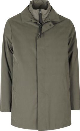 People of Shibuya Dark Green Coated Microfiber Bib Trench Coat