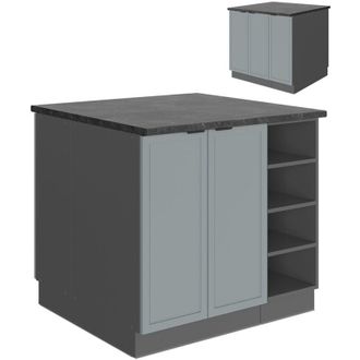 Vicco Isla De Cocina Fame-line, Azul Claro-gris, 90 Cm Sin Encimera