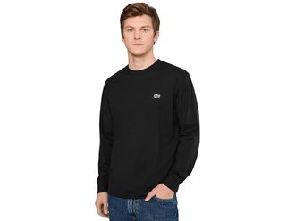 Lacoste Long Sleeved Cotton T-Shirt Mens T Shirt Black : 7 (2XL)