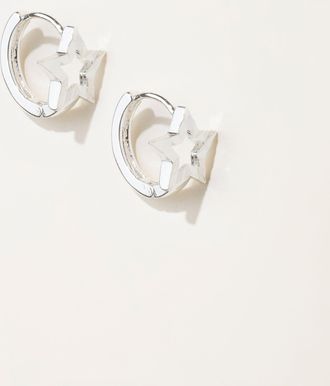 Fat Face FatFace Silver Tone Star Huggie Earrings