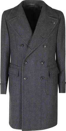 Tagliatore Dark Gray Carlo Diagonal Wool-Blend Coat