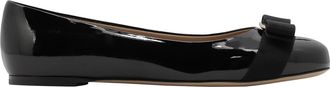 Ferragamo Womens Ballerinas - Black Leather - Size EU 37