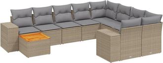 vidaXL Set De Sof&aacute;s De Jard&iacute;n 11pzas Con Cojines Rat&aacute;n Sint&eacute;tico Beige Vidaxl