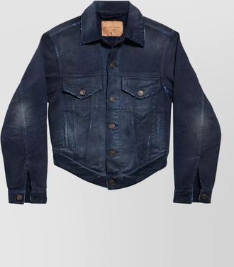 Balenciaga curved waist jacket chest pockets faded