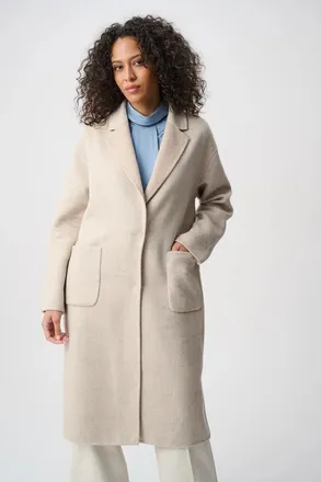 Joseph Ribkoff Wool Blend Plaid Reversible Boxy Coat in Oatmeal/multi at Nordstrom, Size X-Large