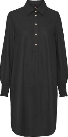 BTF-CPH A-Shape Jurk Met Smock Leer 100159 - Dames - Korte kleedjes - Zwart - XS - Leer - Kleedjes