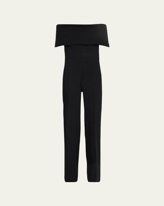 Lela Rose Off-the-Shoulder Crepe Jumpsuit