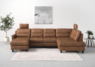 Sit&more Wohnlandschaft &raquo;Far&ouml; U-Form&laquo; inklusive Federkern, wahlweise mit Bettfunktion und Bettkasten