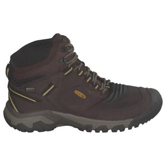 Keen Ridge Flex Mid Leather Textile Mens Ankle Boots - Coffee Bean Keen Yellow - Size:UK 8