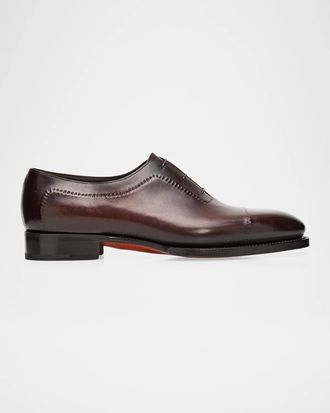 Santoni Men & apos;s Reverse-Stitched Cap-Toe Leather Oxfords