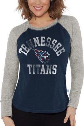 G-III 4Her by Carl Banks Womens G-III 4Her by Carl Banks Navy/Heather Gray Tennessee Titans Waffle Knit Raglan Long Sleeve T-Shirt at Nordstrom, Size Xx-Large
