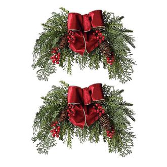 Frontgate Set of 2 Christmas Cheer Sconce Swags - Frontgate - Outdoor Christmas Decorations