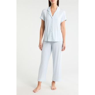 Nordstrom Moonlight Eco Crop Pajamas in Blue A Cutout Geo at Nordstrom, Size X-Small