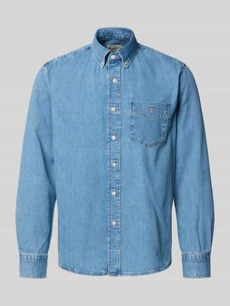 GANT Regular Fit Jeanshemd mit Brusttasche in Hellblau, Gr&ouml;&szlig;e XXL
