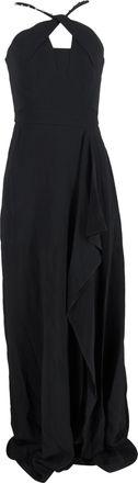 Roland Mouret Maxi-jurk met ruches en versierde bandjes in zwarte viscose