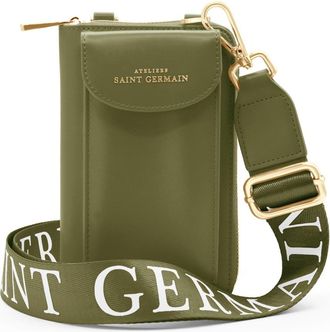 Ateliers Saint Germain Womens Smartphone pouch London - Khaki Leather - One Size
