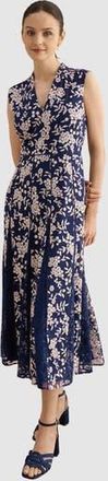 Hobbs London Quin Sleeveless V-Neck Embroidered Dress in Midnight Blush at Nordstrom, Size 16