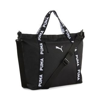 Puma Sporttasche PUMA AT ESS SHOPPER, Damen, puma schwarz, unifarben, Taschen Sporttasche, mit Reissverschluss, mit Vordertasche, verstellbare Jacquard-Rie