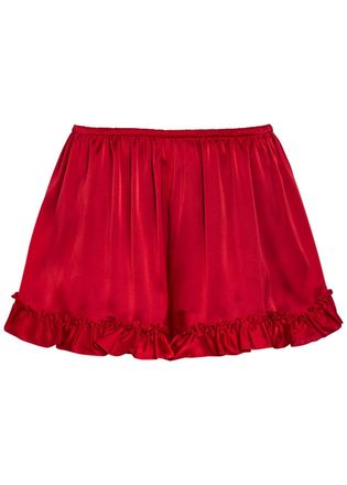 Simone Rocha Simone Rocha Ruffled Stretch-satin Shorts - Red - 10 (UK10 / S)