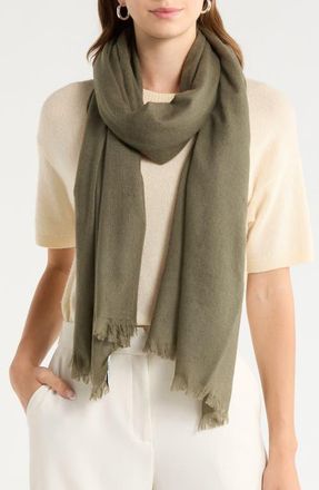 Nordstrom Textured Cashmere Scarf in Olive Sarma at Nordstrom