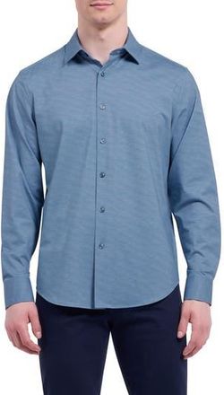 Bugatchi James OoohCotton Herringbone Button-Up Shirt in Cobalt at Nordstrom Rack, Size Xx-Large
