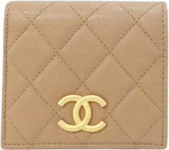 Chanel Pre-owned Wallets, female, Beige, Size: ONE SIZE Pre-owned Caviar Skin Wallet