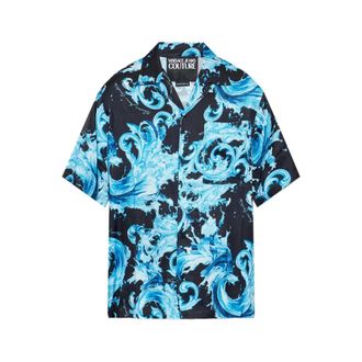 Versace Jeans Couture Short Sleeve Shirts, male, Multicolor, Size: XL Printed Twill Viscose Shirt