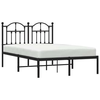 Berkfield Home Metal Bed Frame with Headboard Black 120x190 cm Small Double