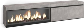Skraut Home Skraut Home - Mueble Tv, Televisi&oacute;n, Muebles De Sal&oacute;n, Almacenaje, 210, Para Tv Hasta 80, Chimenea El&eacute;ctrica Xxl, Estilo Moderno, Gris Cemento