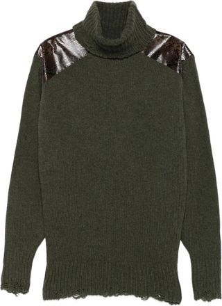 Stella McCartney Maglione con orlo sfrangiato - Verde