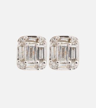Stone and Strand Shield of Strength 10kt gold stud earrings with diamonds