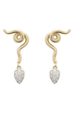 Bea Bongiasca Pav&eacute; Diamond Vine Drop Earrings in Gold at Nordstrom