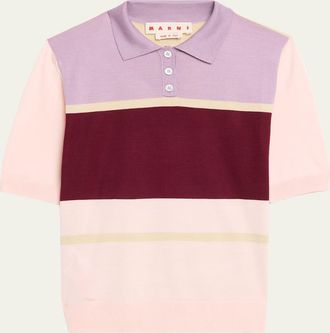 Marni Colorblock Wool-Silk Polo Shirt