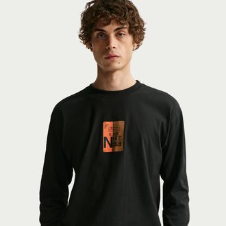 Nike Mens Nike SB Long-Sleeve Loose Skate T-Shirt in Black | IH1427-011