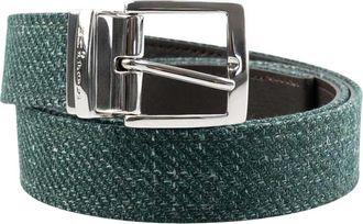 Kiton Mixed-Material Riem - Heren - Riemen - Groen - 95 CM - Wol - Accessoires